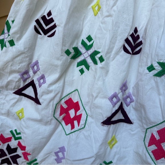 Anthropologie NWT Dress White Embroidered Bohemian XL Colorful - Picture 2 of 9